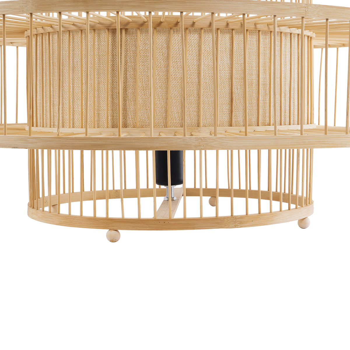 GloboStar® SORENIA 02004 Boho Επιδαπέδιο Φωτιστικό Μονόφωτο 1 x E27 AC220-240V IP20 - Φ60 x Υ32cm - Μπεζ Ξύλινο Μπαμπού Πλέγμα - 5 Χρόνια Εγγύηση - ledmania.gr