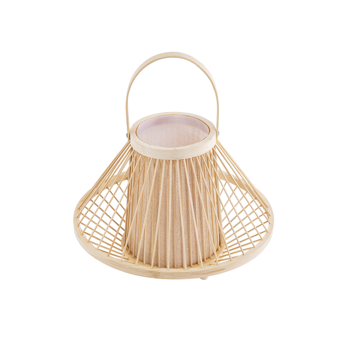 GloboStar® CATHY 02006 Boho Επιτραπέζιο Φωτιστικό Πορτατίφ Μονόφωτο 1 x E27 AC220-240V IP20 - Φ30 x Υ22cm - Μπεζ Ύφασμα με Μπεζ Ξύλινο Μπαμπού Πλέγμα - 5 Χρόνια Εγγύηση - ledmania.gr