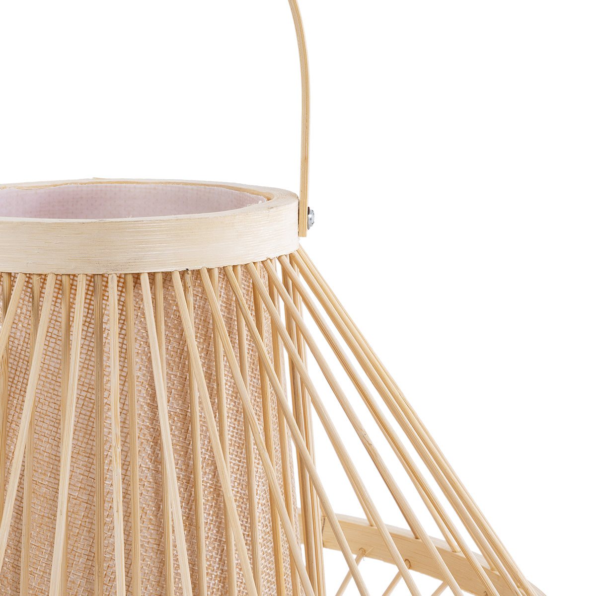 GloboStar® CATHY 02006 Boho Επιτραπέζιο Φωτιστικό Πορτατίφ Μονόφωτο 1 x E27 AC220-240V IP20 - Φ30 x Υ22cm - Μπεζ Ύφασμα με Μπεζ Ξύλινο Μπαμπού Πλέγμα - 5 Χρόνια Εγγύηση - ledmania.gr