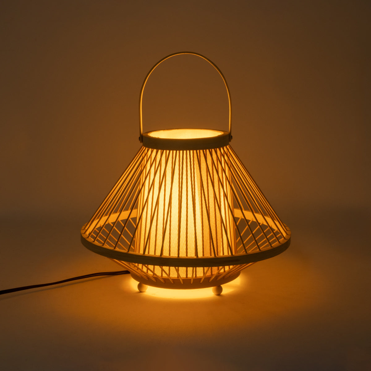 GloboStar® CATHY 02006 Boho Επιτραπέζιο Φωτιστικό Πορτατίφ Μονόφωτο 1 x E27 AC220-240V IP20 - Φ30 x Υ22cm - Μπεζ Ύφασμα με Μπεζ Ξύλινο Μπαμπού Πλέγμα - 5 Χρόνια Εγγύηση - ledmania.gr