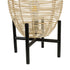 GloboStar® NERINA 02014 Boho Επιτραπέζιο Φωτιστικό Πορτατίφ Μονόφωτο 1 x E27 AC220-240V IP20 - Φ30 x Υ50cm - Μαύρο Μεταλλικό με Μπεζ Ρατάν Καπέλο Πλέγμα - ledmania.gr