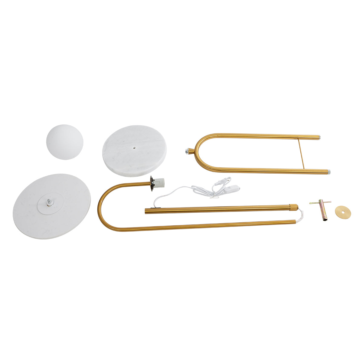 GLOBOSTAR® CORDELIA 02025 Μοντέρνο Επιδαπέδιο Φωτιστικό με Ντουί 1 x E27 AC 220-240V IP20 - Χρυσό & Λευκό - Μ30 x Π38 x Υ180cm