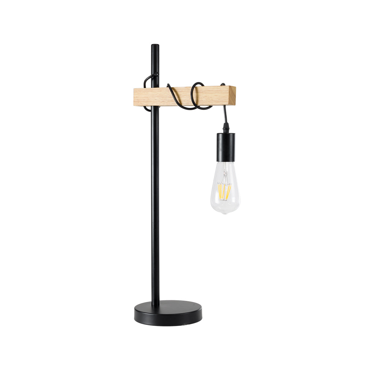 GLOBOSTAR® MINDELO 02032 Μοντέρνο Επιτραπέζιο Φωτιστικό Πορτατίφ με Ντουί 1 x E27 AC 220-240V IP20 - Μαύρο & Μπεζ - Μ25 x Π15 x Υ60cm