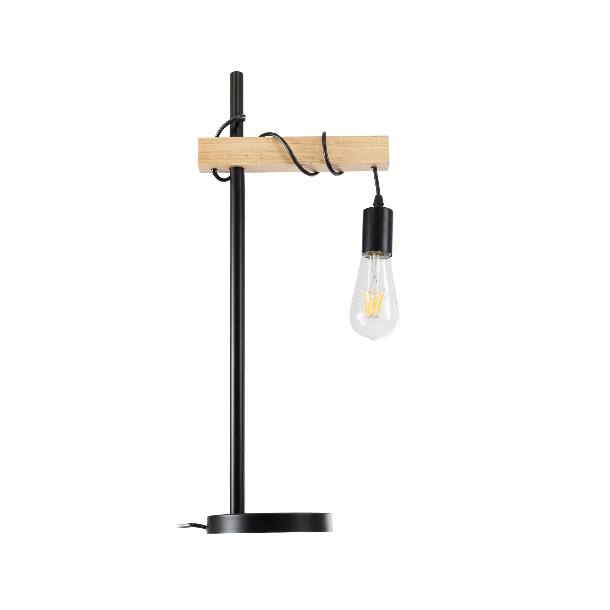 GLOBOSTAR® MINDELO 02032 Μοντέρνο Επιτραπέζιο Φωτιστικό Πορτατίφ με Ντουί 1 x E27 AC 220-240V IP20 - Μαύρο & Μπεζ - Μ25 x Π15 x Υ60cm