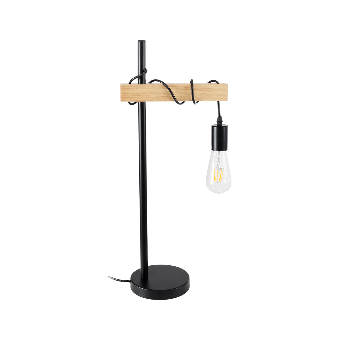 GLOBOSTAR® MINDELO 02032 Μοντέρνο Επιτραπέζιο Φωτιστικό Πορτατίφ με Ντουί 1 x E27 AC 220-240V IP20 - Μαύρο & Μπεζ - Μ25 x Π15 x Υ60cm