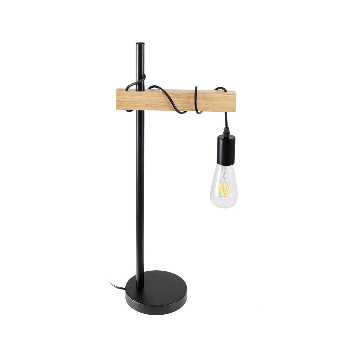 GLOBOSTAR® MINDELO 02032 Μοντέρνο Επιτραπέζιο Φωτιστικό Πορτατίφ με Ντουί 1 x E27 AC 220-240V IP20 - Μαύρο & Μπεζ - Μ25 x Π15 x Υ60cm