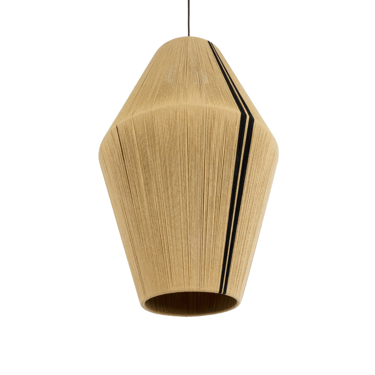 GloboStar® SALERNO 02077 Boho Κρεμαστό Φωτιστικό Πλέγμα Μονόφωτο 1 x E27 IP20 Μπεζ & Μαύρο Σχοινί Μ50 x Π50 x Υ80cm - ledmania.gr