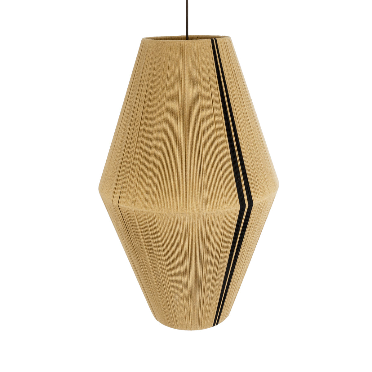 GloboStar® SALERNO 02077 Boho Κρεμαστό Φωτιστικό Πλέγμα Μονόφωτο 1 x E27 IP20 Μπεζ & Μαύρο Σχοινί Μ50 x Π50 x Υ80cm - ledmania.gr