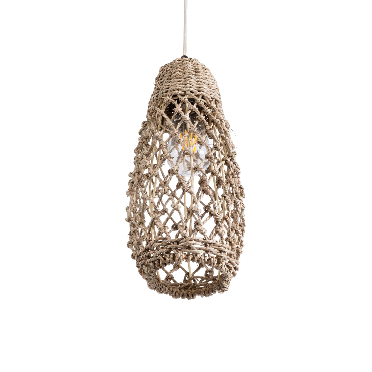 GLOBOSTAR® ECUADOR 02119 Boho Κρεμαστό Φωτιστικό Οροφής με Ντουί 1 x E27 AC 220-240V IP20 - Μπεζ - Μ15 x Π15 x Υ35cm - ledmania.gr