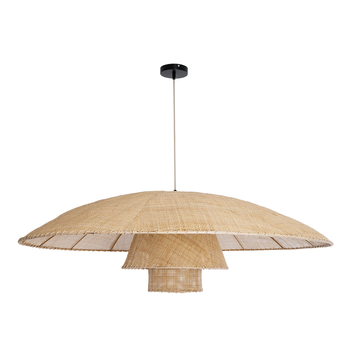GloboStar® ZORA 02140 Boho Κρεμαστό Φωτιστικό Καμπάνα Μονόφωτο 1 x E27 IP20 Μπεζ Ύφασμα - Μ120 x Π120 x Υ40cm - ledmania.gr