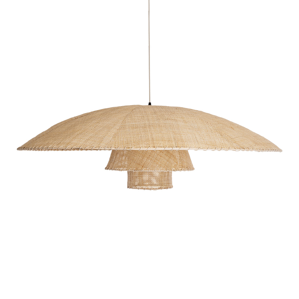 GloboStar® ZORA 02140 Boho Κρεμαστό Φωτιστικό Καμπάνα Μονόφωτο 1 x E27 IP20 Μπεζ Ύφασμα - Μ120 x Π120 x Υ40cm - ledmania.gr