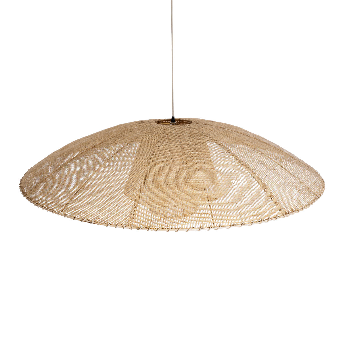 GloboStar® ZORA 02140 Boho Κρεμαστό Φωτιστικό Καμπάνα Μονόφωτο 1 x E27 IP20 Μπεζ Ύφασμα - Μ120 x Π120 x Υ40cm - ledmania.gr
