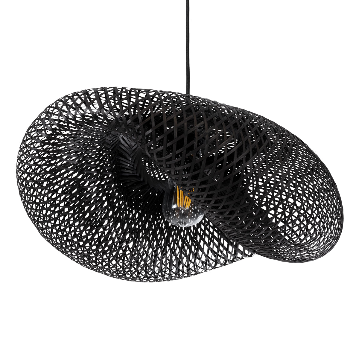 GLOBOSTAR® MEXICO 02201 Boho Κρεμαστό Φωτιστικό Οροφής με Ντουί 1 x E27 AC 220-240V IP20 - Μαύρο - Μ65 x Π45 x Υ18cm