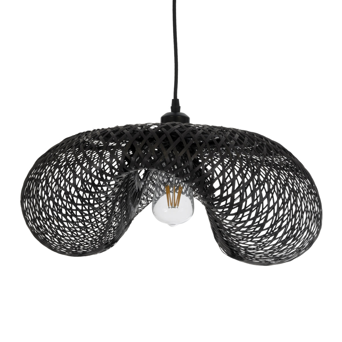 GLOBOSTAR® MEXICO 02201 Boho Κρεμαστό Φωτιστικό Οροφής με Ντουί 1 x E27 AC 220-240V IP20 - Μαύρο - Μ65 x Π45 x Υ18cm