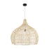 GloboStar® ADEJE 02210 Boho Κρεμαστό Φωτιστικό Οροφής Μονόφωτο 1 x E27 AC220-240V IP20 - Φ60 x Υ60cm - Μπεζ Ξύλινο Μπαμπού Πλέγμα Καμπάνα - ledmania.gr