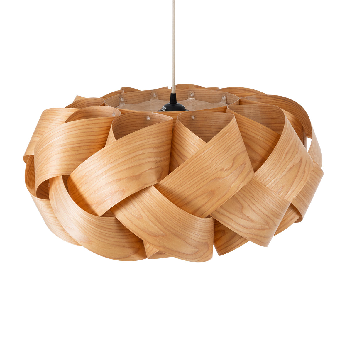 GloboStar® SARDIGNA 02218 Boho Κρεμαστό Φωτιστικό Οροφής Μονόφωτο 1 x E27 AC220-240V IP20 - Φ60 x Υ30cm - Καφέ Λεπτό Φύλλο Ξύλου Πλέγμα - ledmania.gr