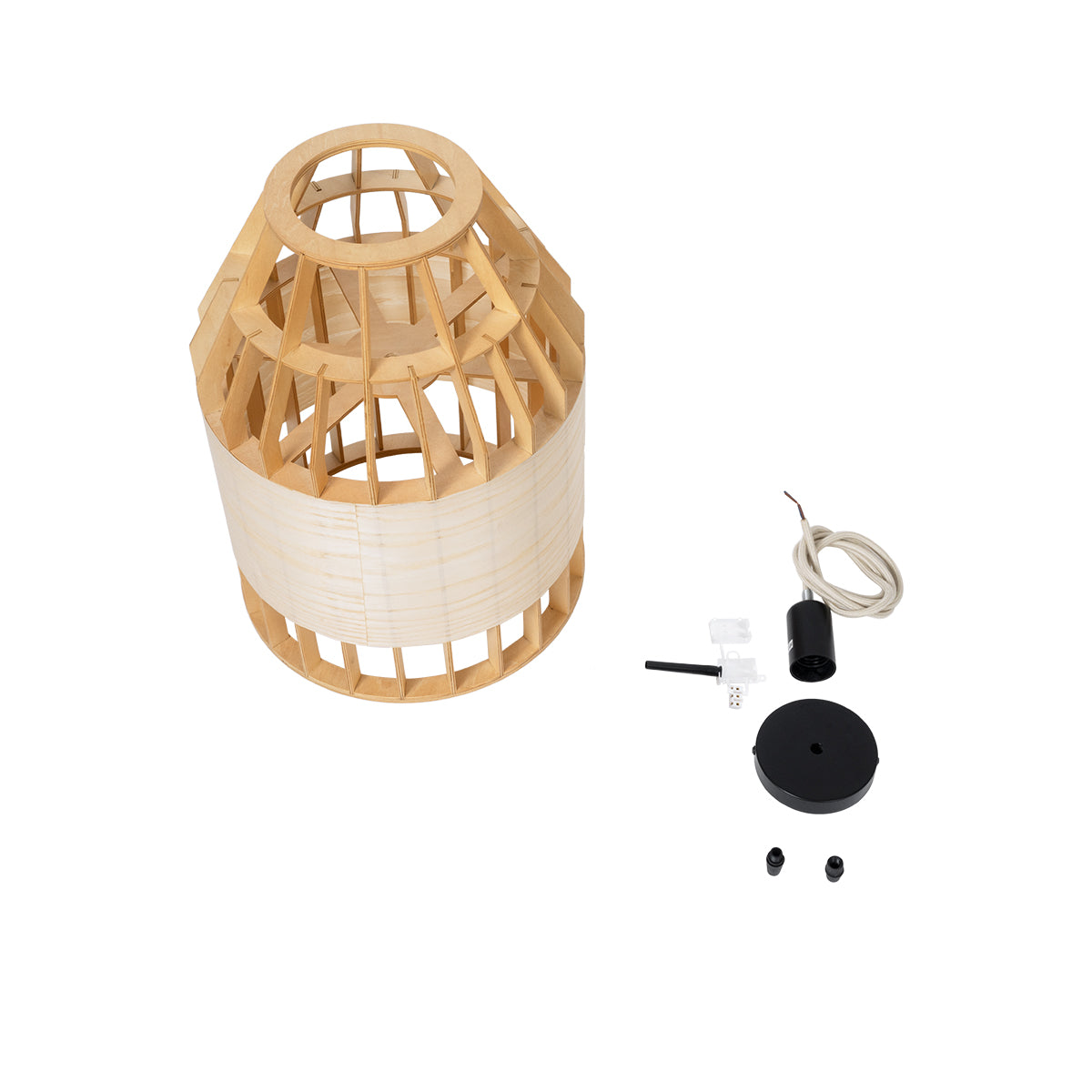 GloboStar® GALIA 02219 Boho Κρεμαστό Φωτιστικό Πλέγμα Μονόφωτο 1 x E27 IP20 Μπεζ & Καφέ Ξύλο - Μ30 x Π30 x Υ40cm - ledmania.gr