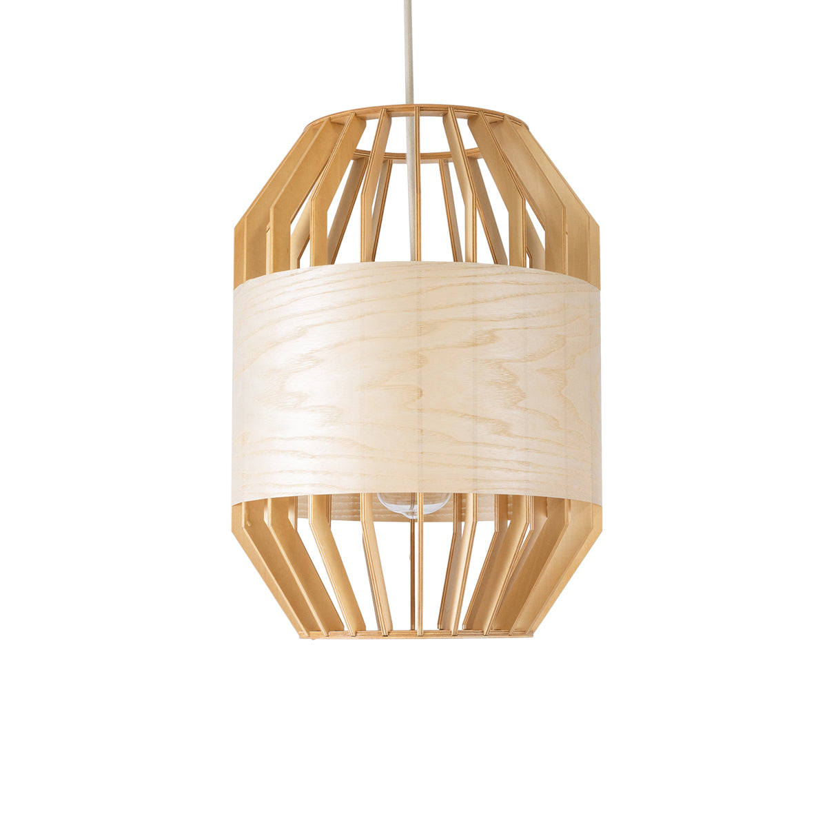 GloboStar® GALIA 02220 Boho Κρεμαστό Φωτιστικό Οροφής Μονόφωτο 1 x E27 AC220-240V IP20 - Φ30 x Υ40cm - Μπεζ Ξύλινο Μπαμπού Πλέγμα - ledmania.gr