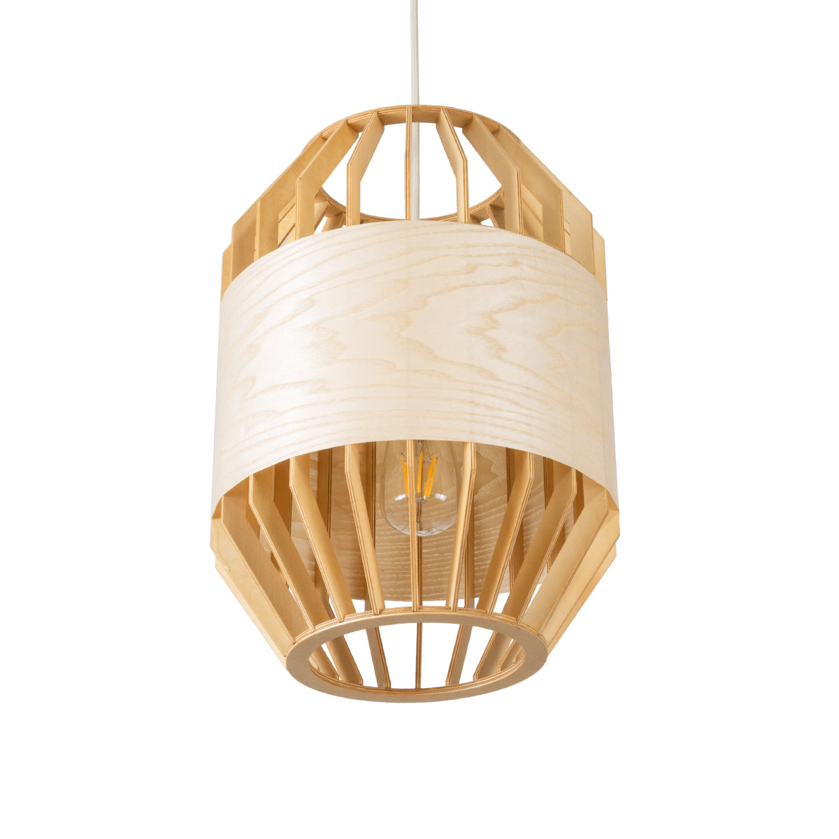 GloboStar® GALIA 02220 Boho Κρεμαστό Φωτιστικό Οροφής Μονόφωτο 1 x E27 AC220-240V IP20 - Φ30 x Υ40cm - Μπεζ Ξύλινο Μπαμπού Πλέγμα - ledmania.gr