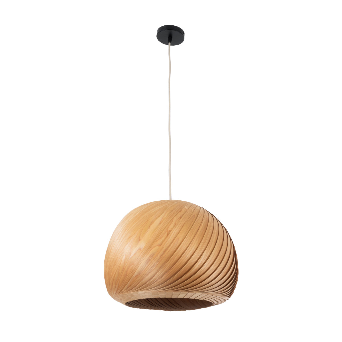 GloboStar® KAILANI 02243 Boho Κρεμαστό Φωτιστικό Οροφής Μονόφωτο 1 x E27 AC220-240V IP20 - Φ40 x Υ30cm - Καφέ Λεπτό Φύλλο Ξύλου Καμπάνα - ledmania.gr