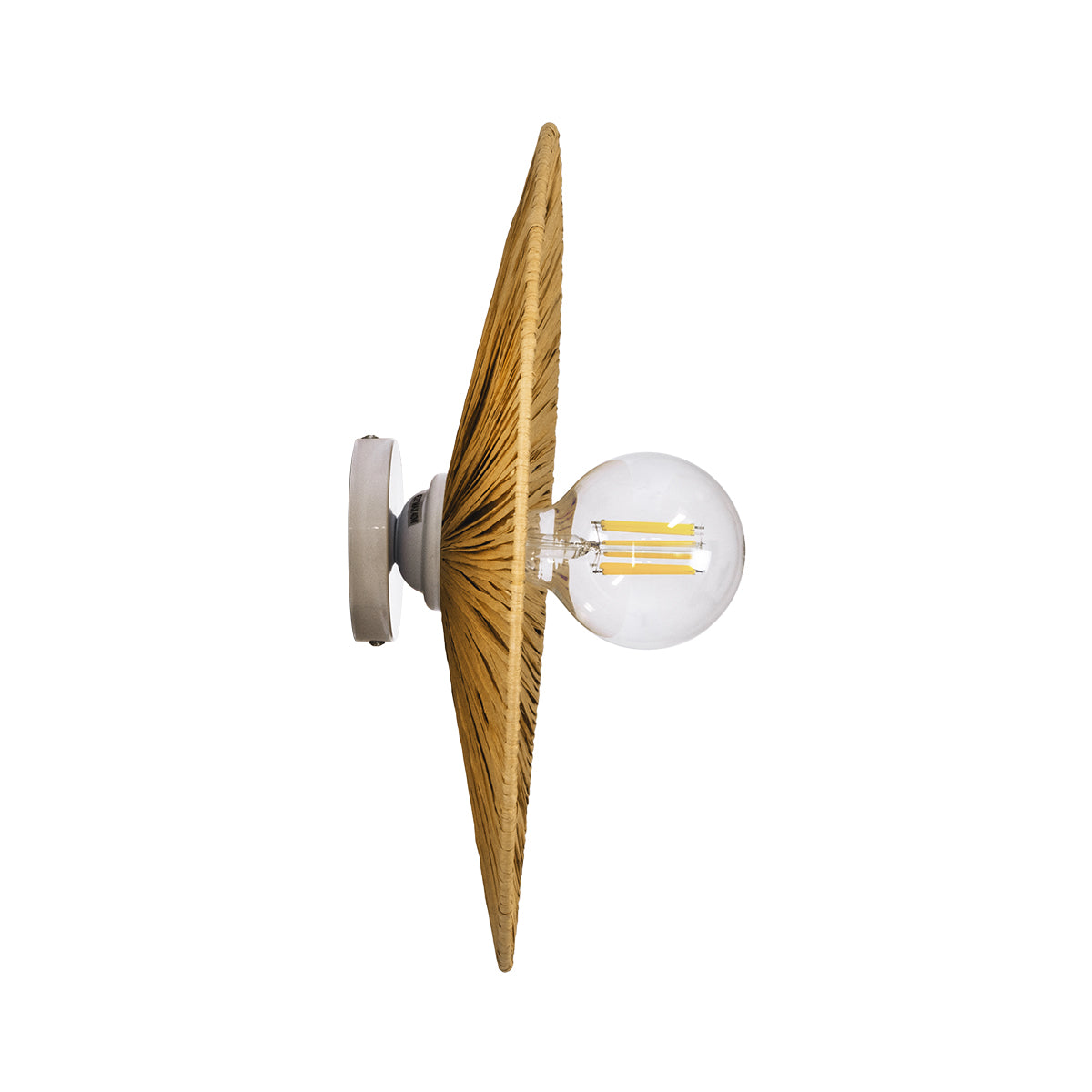 GloboStar® COLOMBO 02284 Boho Φωτιστικό Τοίχου - Απλίκα Μονόφωτο 1 x E27 AC 220-240V IP20 - Φ40 x Υ9cm - Μπεζ Καφέ Φυσική Ράφια Άχυρο Πλέγμα - ledmania.gr