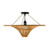 GloboStar® PALERMO 02308 Boho Φωτιστικό Οροφής Μονόφωτο 1 x E27 AC220-240V IP20 - Φ60 x Υ36cm - Μπεζ Καφέ Ξύλινο Μπαμπού Πλέγμα - ledmania.gr