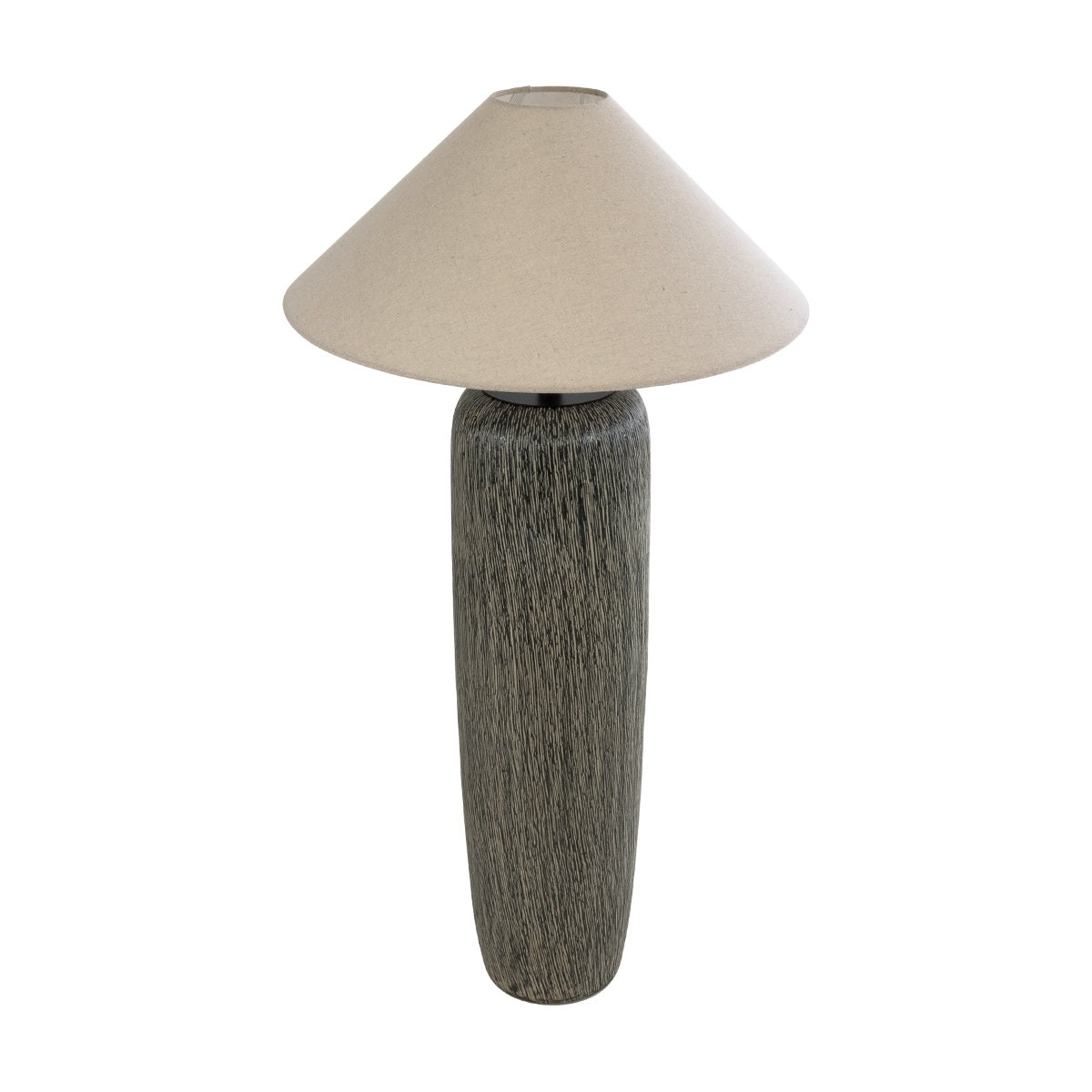 GloboStar® OLIANA 02315 Boho Επιδαπέδιο Φωτιστικό Μονόφωτο 1 x E27 IP20 Γκρι Κεραμικό με Μπεζ Ύφασμα - Μ55 x Π55 x Υ110cm - ledmania.gr