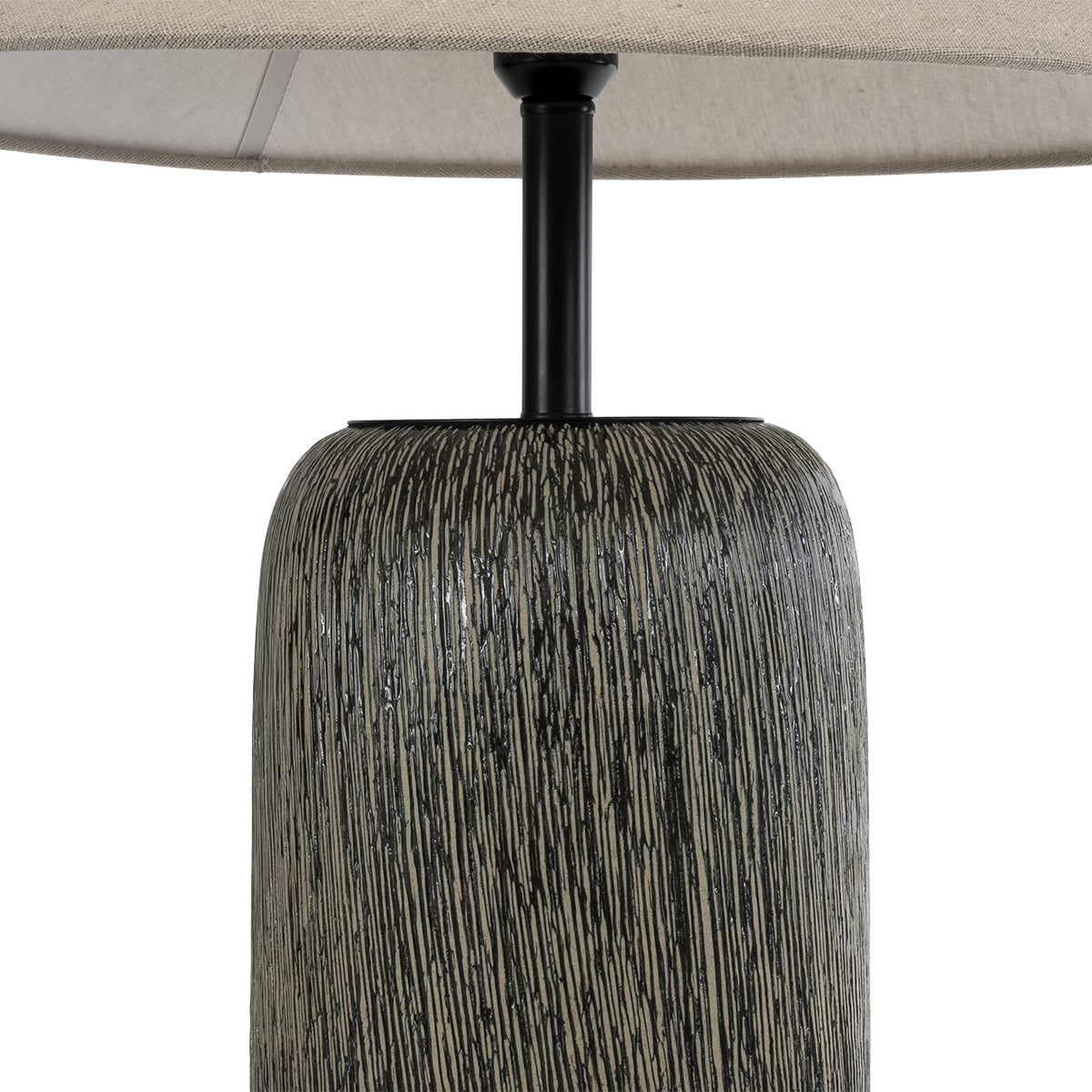 GloboStar® OLIANA 02315 Boho Επιδαπέδιο Φωτιστικό Μονόφωτο 1 x E27 IP20 Γκρι Κεραμικό με Μπεζ Ύφασμα - Μ55 x Π55 x Υ110cm - ledmania.gr