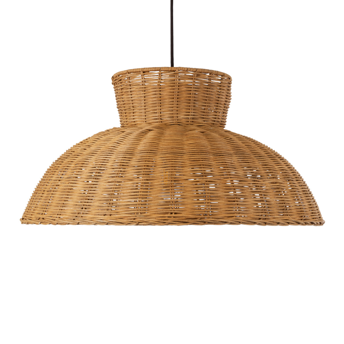 GloboStar® MALABO 02328 Boho Κρεμαστό Φωτιστικό Οροφής Μονόφωτο 1 x E27 AC220-240V IP20 - Φ60 x Υ31cm - Καφέ Ξύλινο Μπαμπού Πλέγμα - ledmania.gr