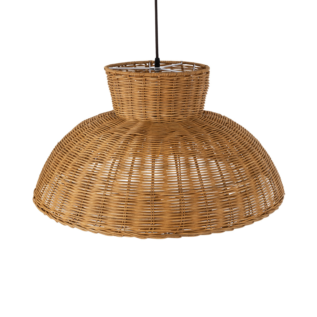 GloboStar® MALABO 02328 Boho Κρεμαστό Φωτιστικό Οροφής Μονόφωτο 1 x E27 AC220-240V IP20 - Φ60 x Υ31cm - Καφέ Ξύλινο Μπαμπού Πλέγμα - ledmania.gr