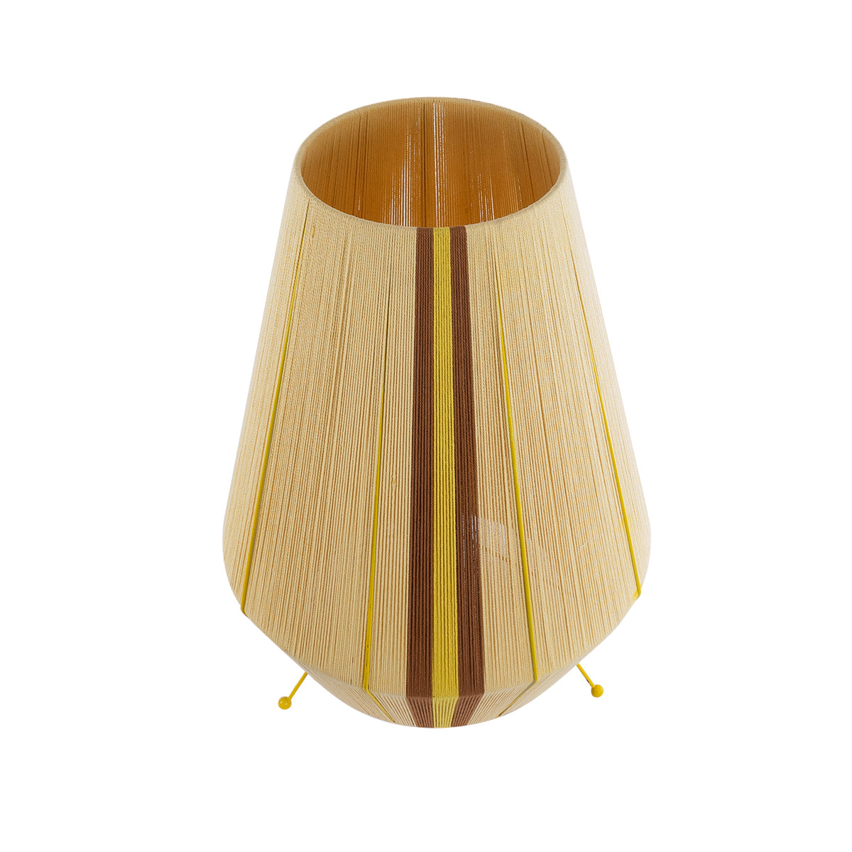 GloboStar® HABANA 02331 Boho Επιδαπέδιο Φωτιστικό Μονόφωτο 1 x E27 AC220-240V IP20 - Φ50 x Υ70cm - Μπεζ με Καφε και Κίτρινο Λεπτό Νήμα Βαμβακερό Πλέγμα - 5 Χρόνια Εγγύηση - ledmania.gr