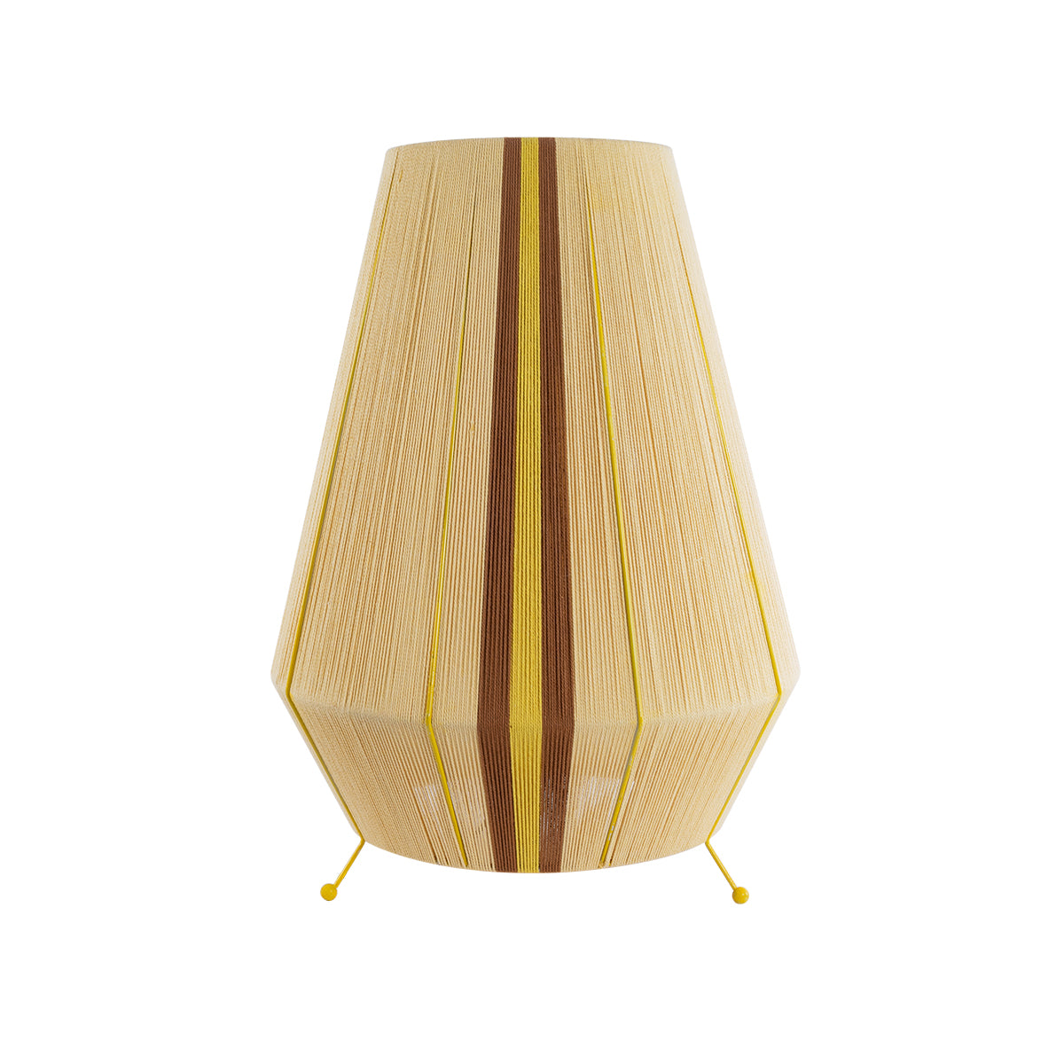GloboStar® HABANA 02331 Boho Επιδαπέδιο Φωτιστικό Μονόφωτο 1 x E27 AC220-240V IP20 - Φ50 x Υ70cm - Μπεζ με Καφε και Κίτρινο Λεπτό Νήμα Βαμβακερό Πλέγμα - 5 Χρόνια Εγγύηση - ledmania.gr