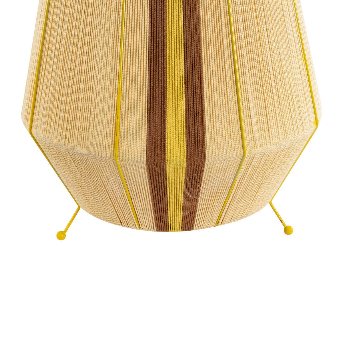 GloboStar® HABANA 02331 Boho Επιδαπέδιο Φωτιστικό Μονόφωτο 1 x E27 AC220-240V IP20 - Φ50 x Υ70cm - Μπεζ με Καφε και Κίτρινο Λεπτό Νήμα Βαμβακερό Πλέγμα - 5 Χρόνια Εγγύηση - ledmania.gr