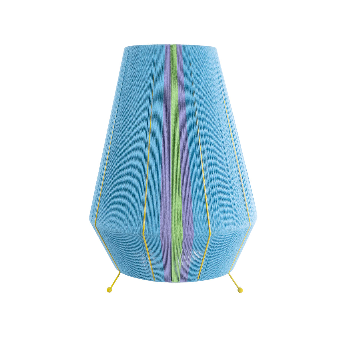 GloboStar® HABANA 02333 Boho Επιδαπέδιο Φωτιστικό Μονόφωτο 1 x E27 AC220-240V IP20 - Φ50 x Υ70cm - Γαλάζιο με Μωβ και Πράσινο με Κίτρινες Λεπτομέριες Λεπτό Νήμα Βαμβακερό Πλέγμα - 5 Χρόνια Εγγύηση - ledmania.gr