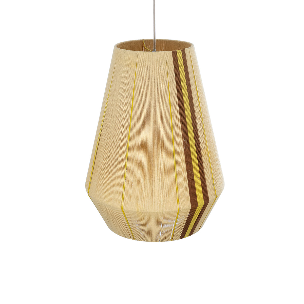 GloboStar® SALERNO 02334 Boho Κρεμαστό Φωτιστικό Πλέγμα Μονόφωτο 1 x E27 IP20 Μπεζ, Καφέ & Κίτρινο Νήμα - Μ50 x Π50 x Υ60cm - ledmania.gr