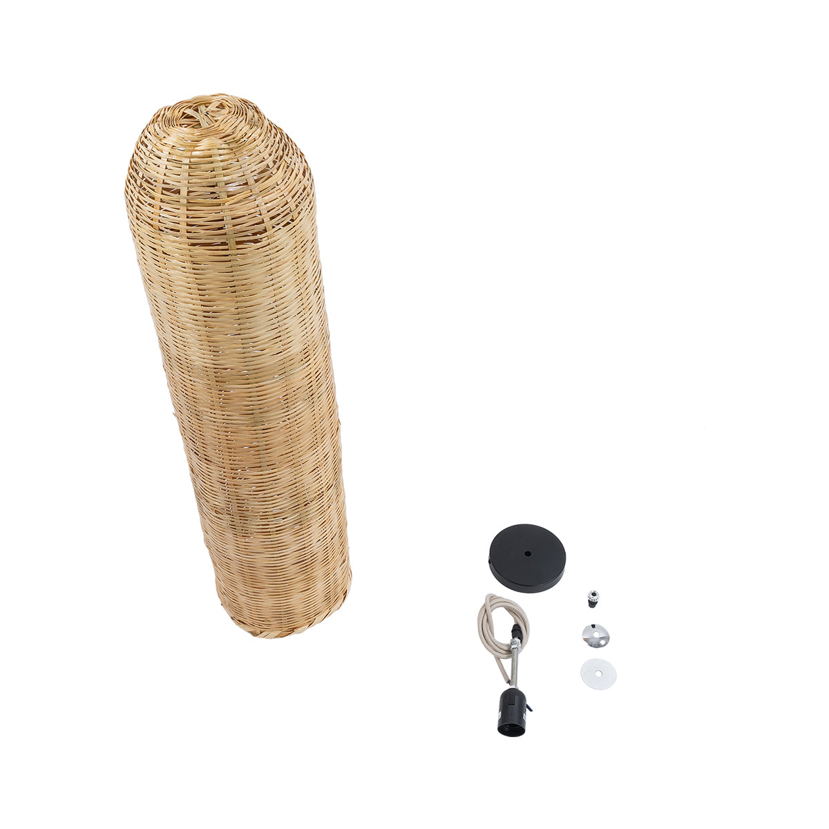 GloboStar® WAIKIKI 02349 Boho Κρεμαστό Φωτιστικό Οροφής Μονόφωτο 1 x E27 AC220-240V IP20 - Φ20 x Υ80cm - Μπεζ Ξύλινο Μπαμπού Καμπάνα - 5 Χρόνια Εγγύηση - ledmania.gr