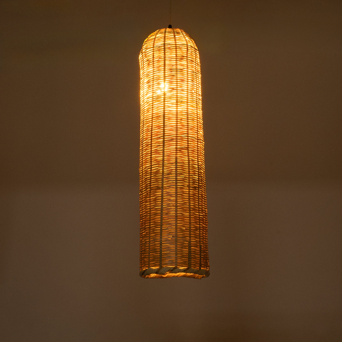 GloboStar® WAIKIKI 02349 Boho Κρεμαστό Φωτιστικό Οροφής Μονόφωτο 1 x E27 AC220-240V IP20 - Φ20 x Υ80cm - Μπεζ Ξύλινο Μπαμπού Καμπάνα - 5 Χρόνια Εγγύηση - ledmania.gr