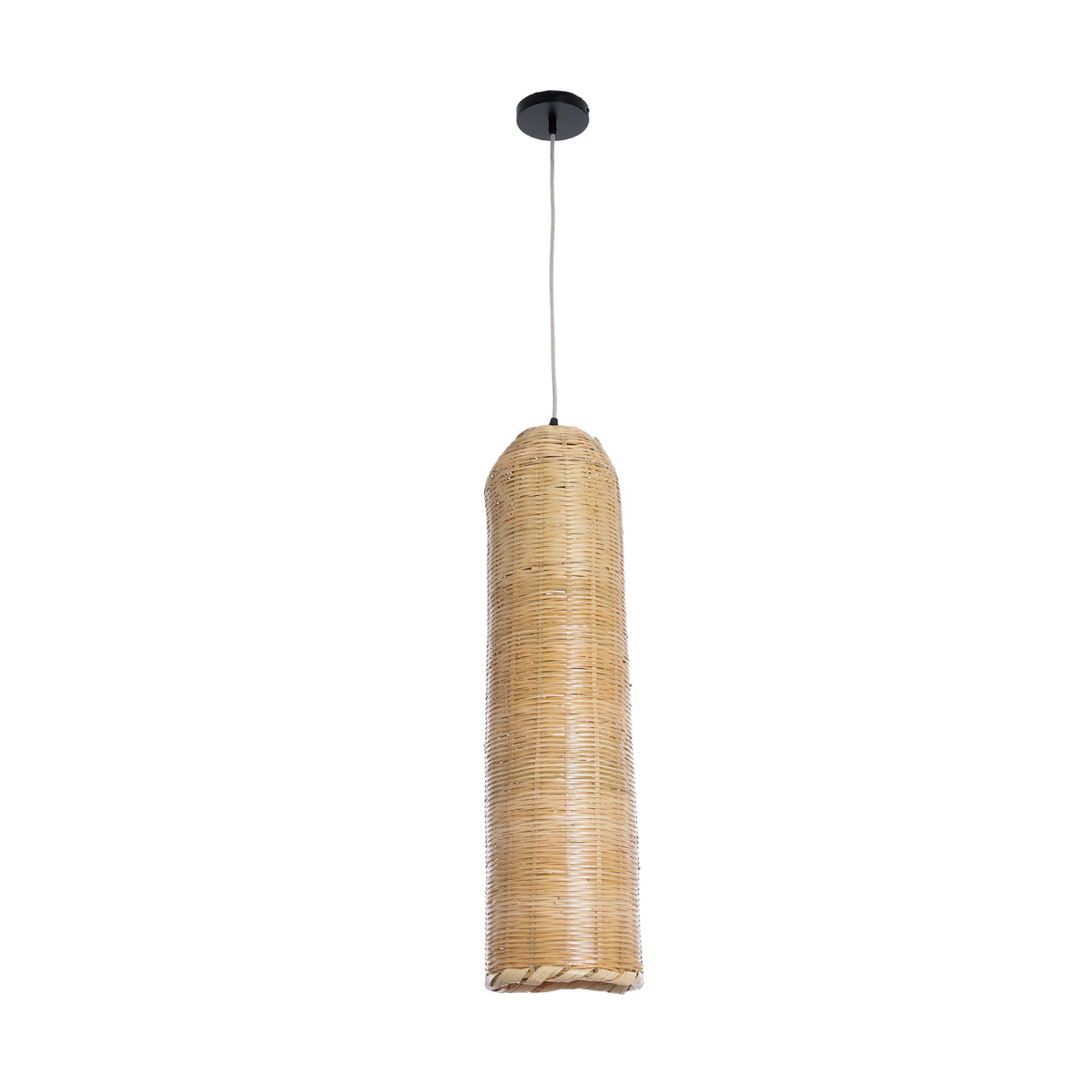 GloboStar® WAIKIKI 02349 Boho Κρεμαστό Φωτιστικό Οροφής Μονόφωτο 1 x E27 AC220-240V IP20 - Φ20 x Υ80cm - Μπεζ Ξύλινο Μπαμπού Καμπάνα - 5 Χρόνια Εγγύηση - ledmania.gr