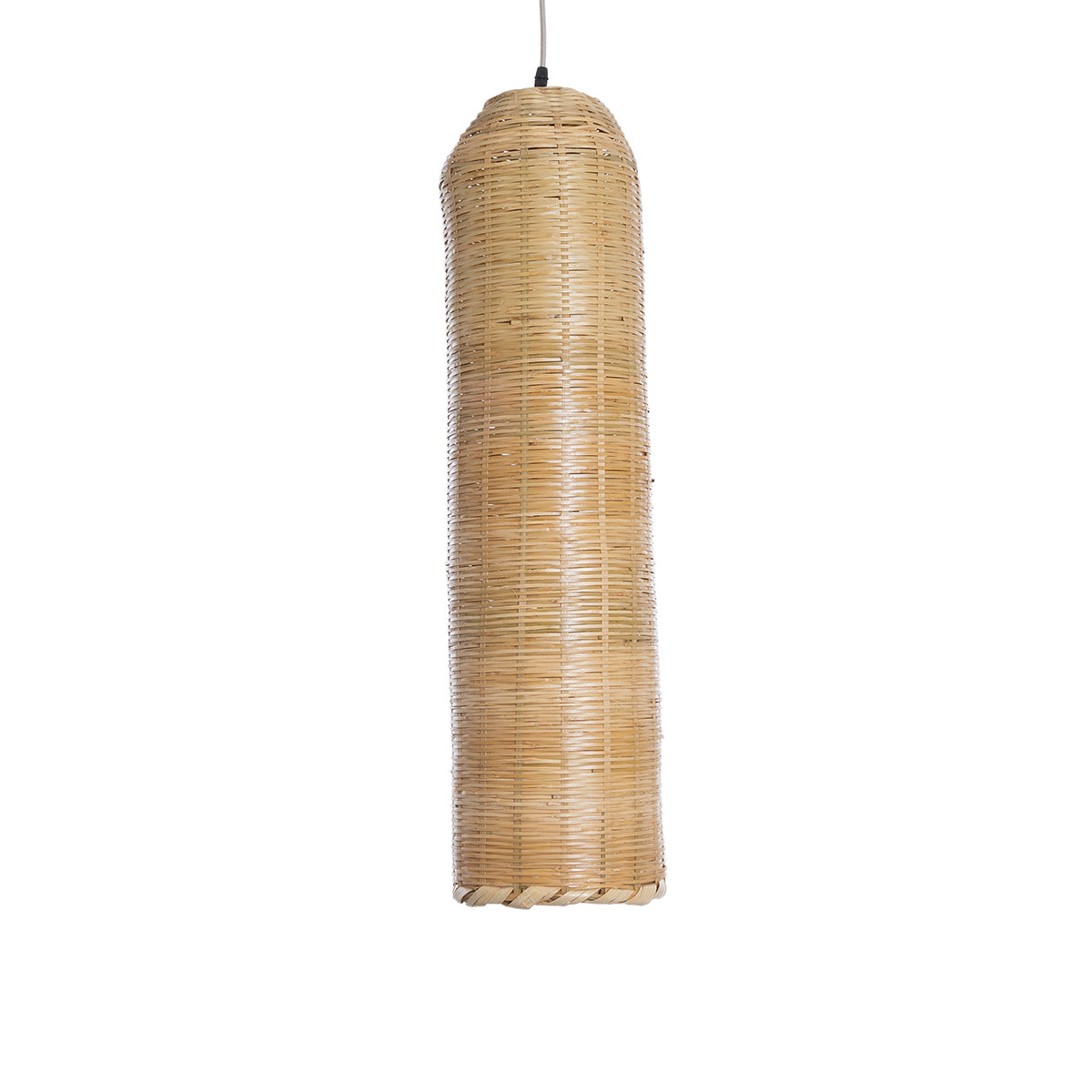 GloboStar® WAIKIKI 02349 Boho Κρεμαστό Φωτιστικό Οροφής Μονόφωτο 1 x E27 AC220-240V IP20 - Φ20 x Υ80cm - Μπεζ Ξύλινο Μπαμπού Καμπάνα - 5 Χρόνια Εγγύηση - ledmania.gr