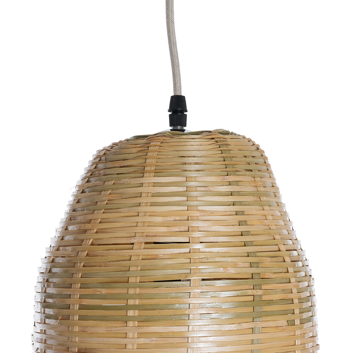 GloboStar® WAIKIKI 02350 Boho Κρεμαστό Φωτιστικό Οροφής Μονόφωτο 1 x E27 AC220-240V IP20 - Φ20 x Υ80cm - Μπεζ Ξύλινο Μπαμπού Πλέγμα Καμπάνα - 5 Χρόνια Εγγύηση - ledmania.gr