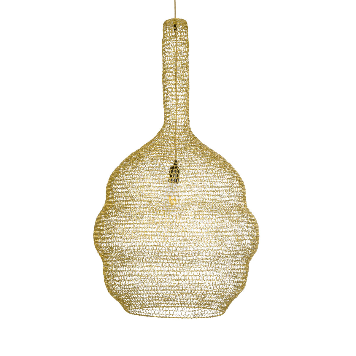 GloboStar® KENTUCKY 02357 Vintage Κρεμαστό Φωτιστικό Οροφής Μονόφωτο 1 x E27 AC220-240V IP20 - Φ60 x Υ90cm - Χρυσό Μεταλλικό Πλέγμα - ledmania.gr