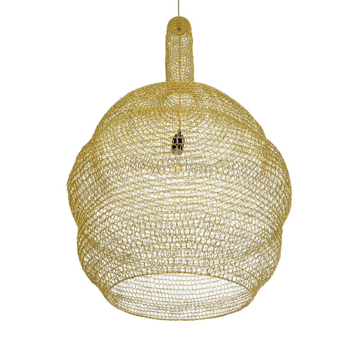 GloboStar® KENTUCKY 02357 Vintage Κρεμαστό Φωτιστικό Οροφής Μονόφωτο 1 x E27 AC220-240V IP20 - Φ60 x Υ90cm - Χρυσό Μεταλλικό Πλέγμα - ledmania.gr