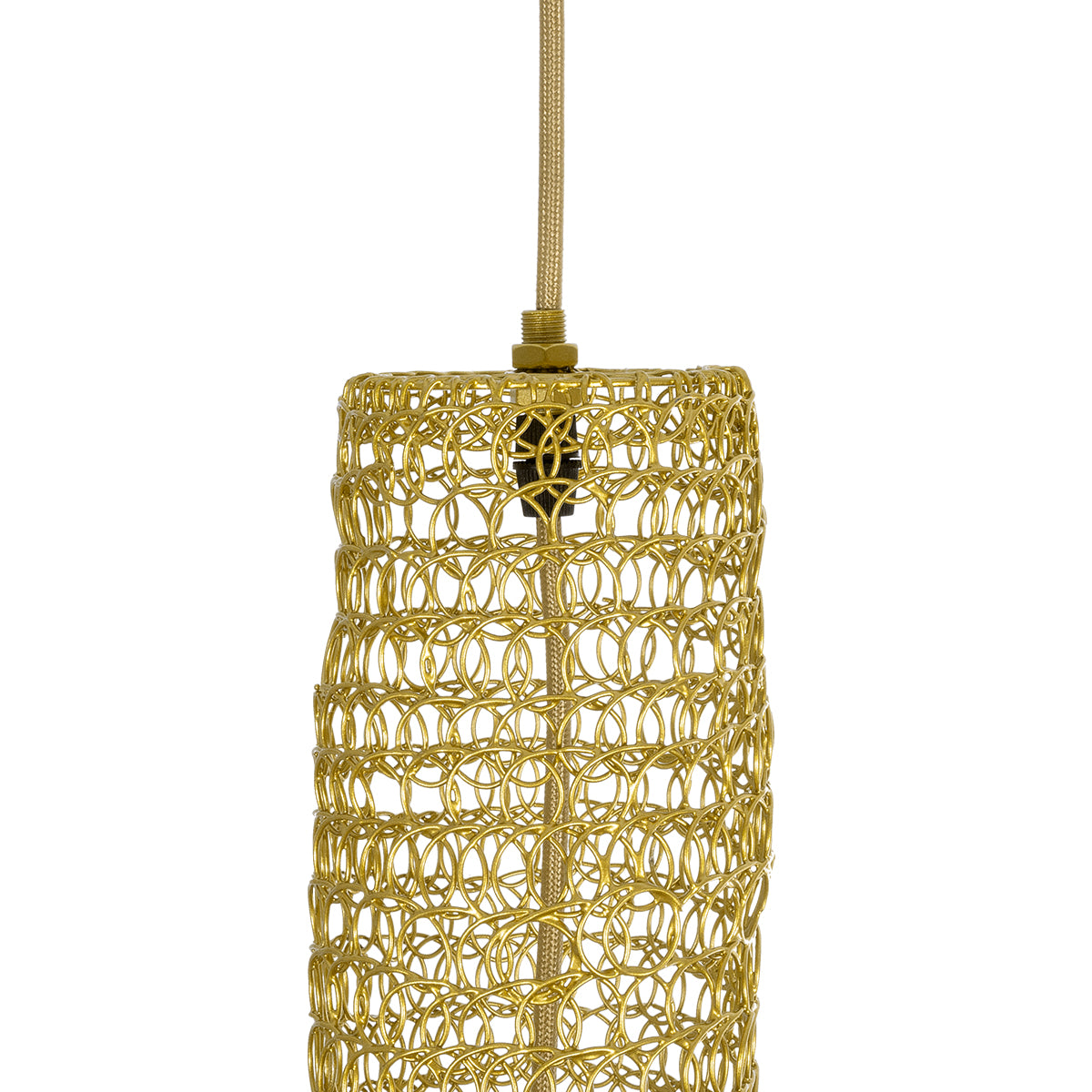 GloboStar® KENTUCKY 02357 Vintage Κρεμαστό Φωτιστικό Οροφής Μονόφωτο 1 x E27 AC220-240V IP20 - Φ60 x Υ90cm - Χρυσό Μεταλλικό Πλέγμα - ledmania.gr