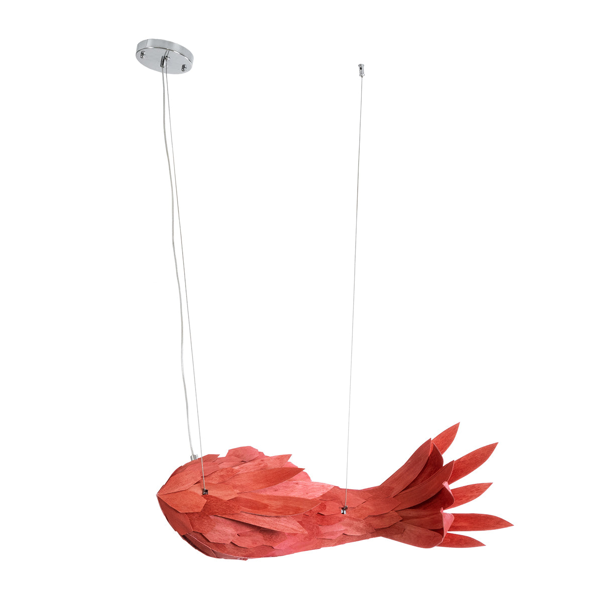GLOBOSTAR® GOURAMI 02360 Μοντέρνο Κρεμαστό Φωτιστικό Οροφής με Ντουί 1 x E27 AC 220-240V IP20 - Κόκκινο - Μ70 x Π40 x Υ27cm - ledmania.gr