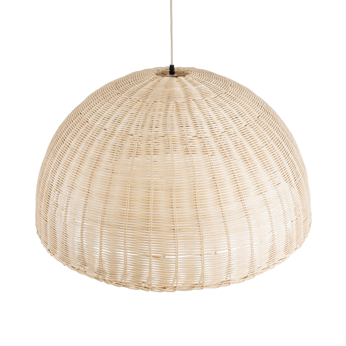 GloboStar® MONTANA 02379 Boho Κρεμαστό Φωτιστικό Καμπάνα Μονόφωτο 1 x E27 IP20 Μπεζ Ξύλο - Μ80 x Π80 x Υ40cm - ledmania.gr