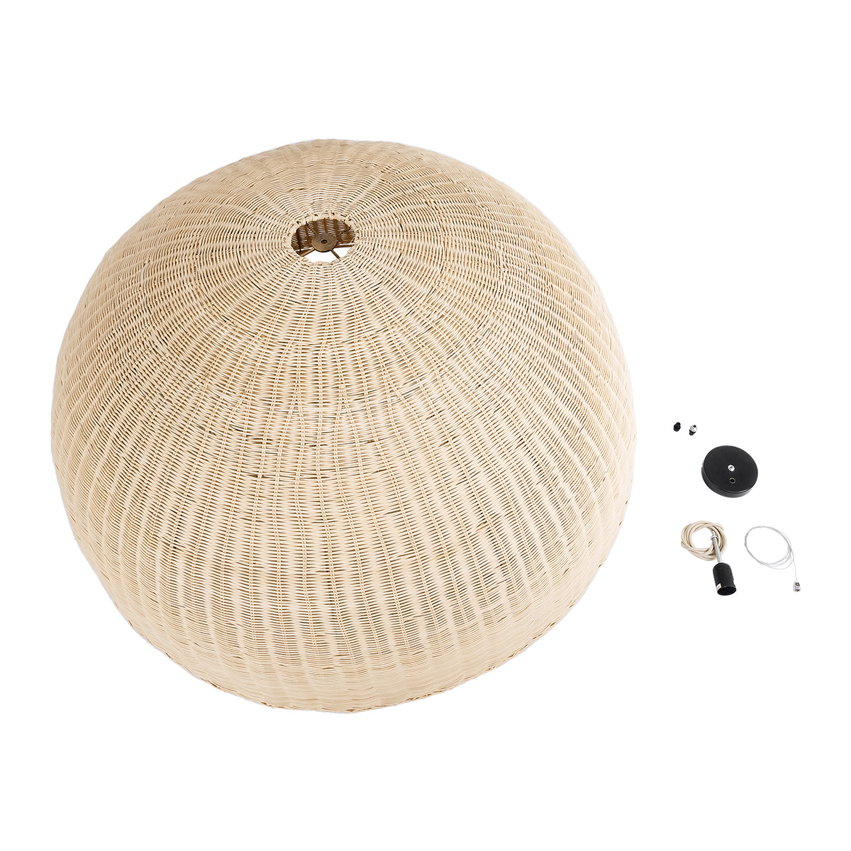 GloboStar® MONTANA 02380 Boho Κρεμαστό Φωτιστικό Καμπάνα Μονόφωτο 1 x E27 IP20 Μπεζ Ξύλο - Μ120 x Π120 x Υ60cm - ledmania.gr