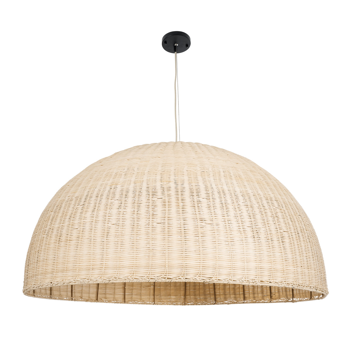 GloboStar® MONTANA 02380 Boho Κρεμαστό Φωτιστικό Καμπάνα Μονόφωτο 1 x E27 IP20 Μπεζ Ξύλο - Μ120 x Π120 x Υ60cm - ledmania.gr