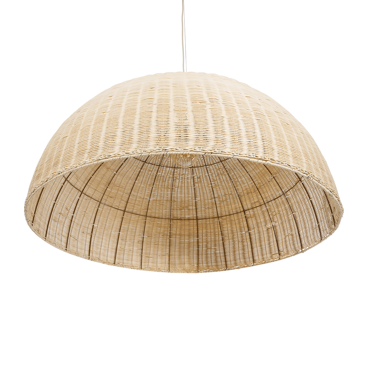 GloboStar® MONTANA 02380 Boho Κρεμαστό Φωτιστικό Καμπάνα Μονόφωτο 1 x E27 IP20 Μπεζ Ξύλο - Μ120 x Π120 x Υ60cm - ledmania.gr