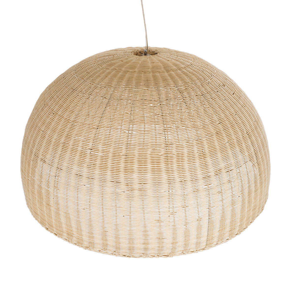 GloboStar® MONTANA 02380 Boho Κρεμαστό Φωτιστικό Καμπάνα Μονόφωτο 1 x E27 IP20 Μπεζ Ξύλο - Μ120 x Π120 x Υ60cm - ledmania.gr
