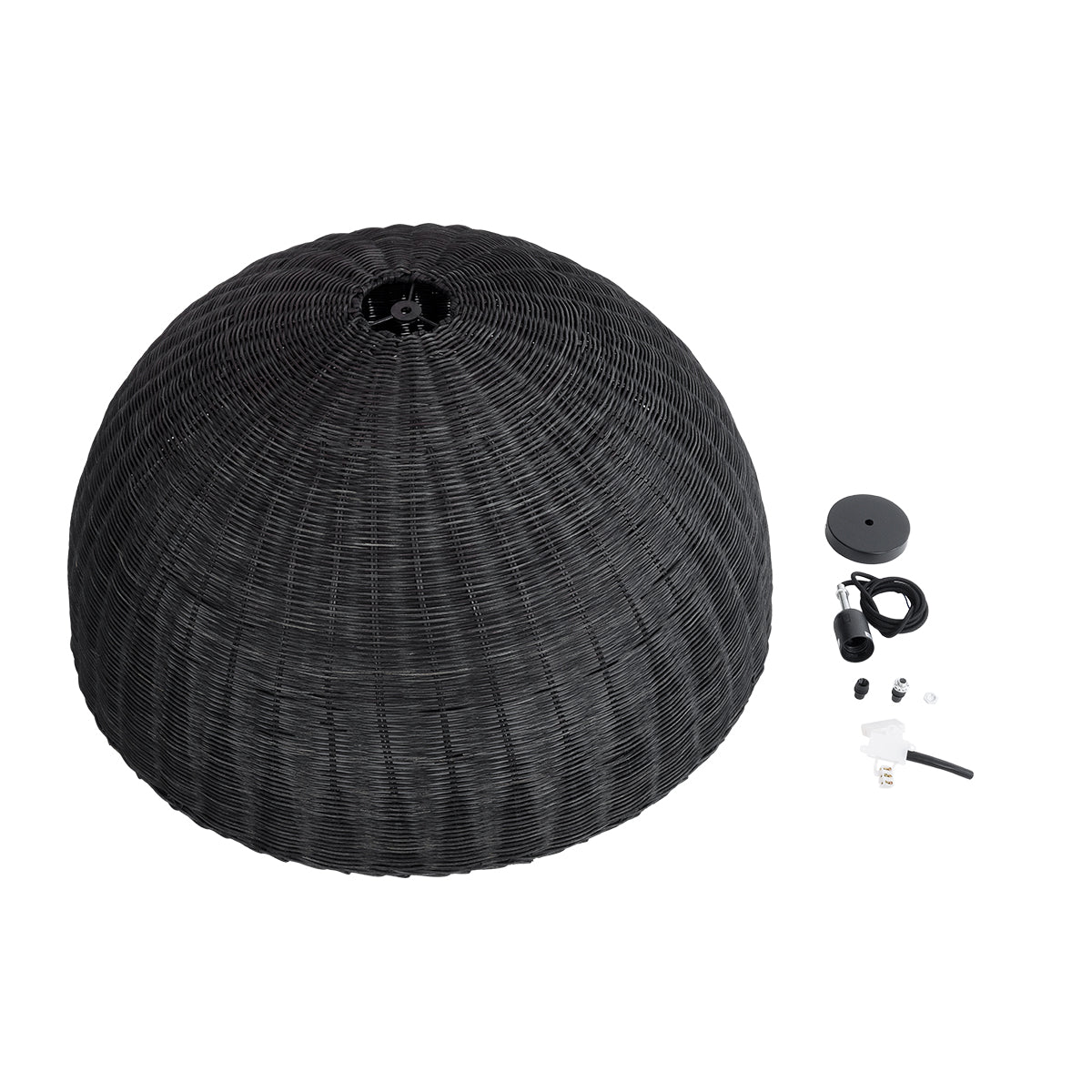 GloboStar® MONTANA 02384 Boho Κρεμαστό Φωτιστικό Καμπάνα Μονόφωτο 1 x E27 IP20 Μαύρο Ξύλο - Μ80 x Π80 x Υ40cm - ledmania.gr